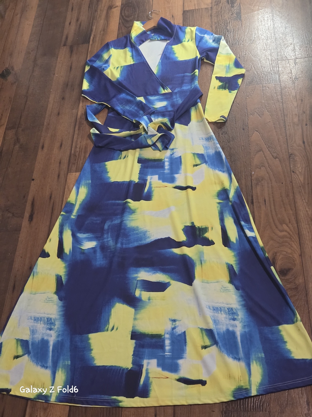 Blue & Yellow Wrap Maxi Dress - Women's